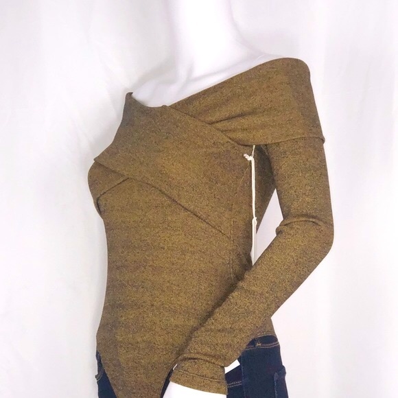 Capulet Wells Bronze Cross-Over Off Shoulder Long Sleeves Thong Bodysuit Sz Sm - Picture 6 of 16